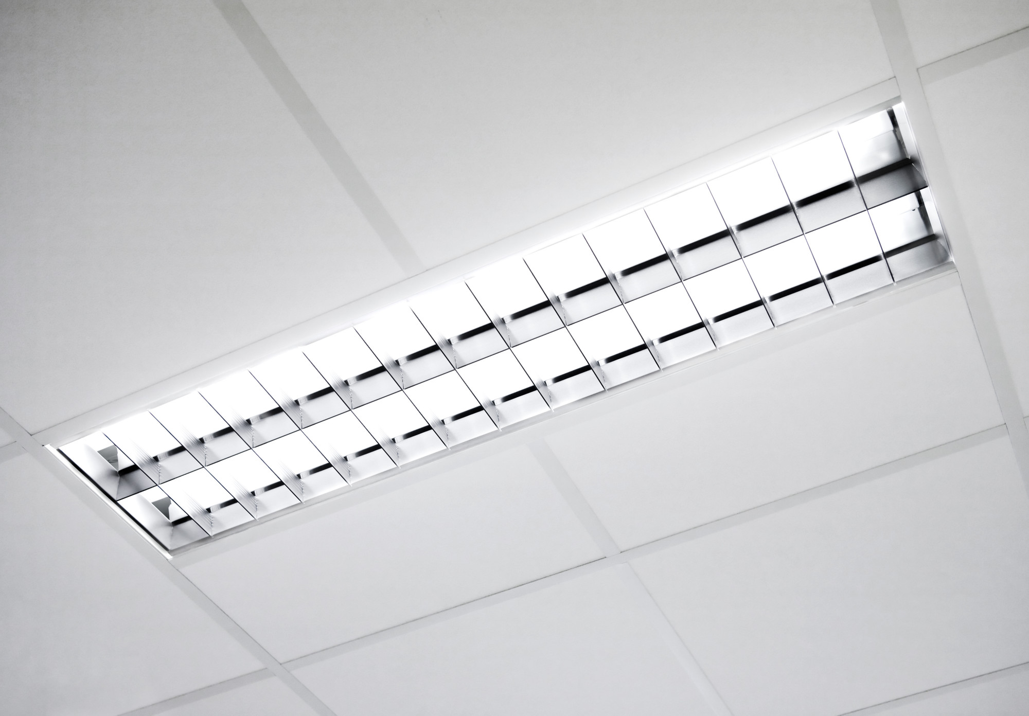A fluorescent light set in the roof