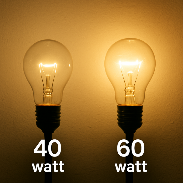 comparing 40 watt and 60 watt bulbs